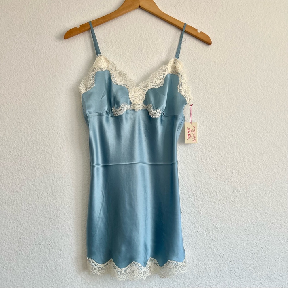 Gold Hawk Blue Silk Chemise